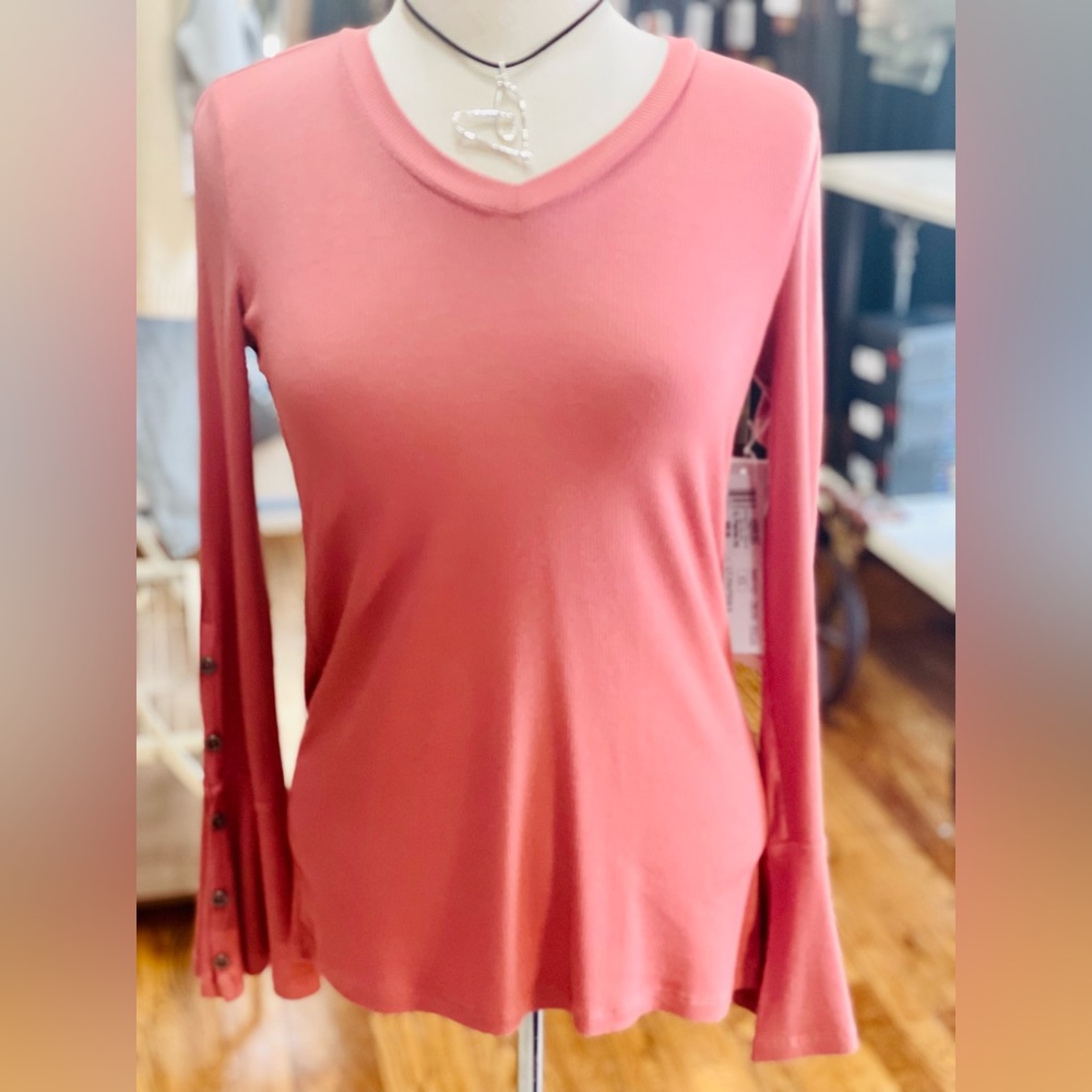 Bell Sleeve V-Neck Top